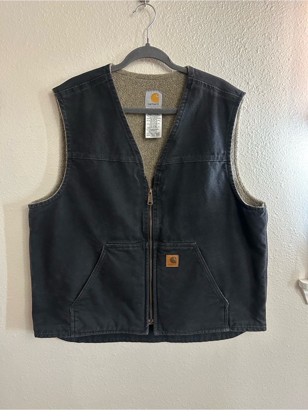 Carhartt Sherpa Lined Duck Canvas Vest V26 Black Mens Size XL